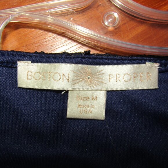 Boston Proper Navy Blue Lace Cap Sleeve V-Neck Top Womens Size M Lined New Tag - Picture 6 of 11